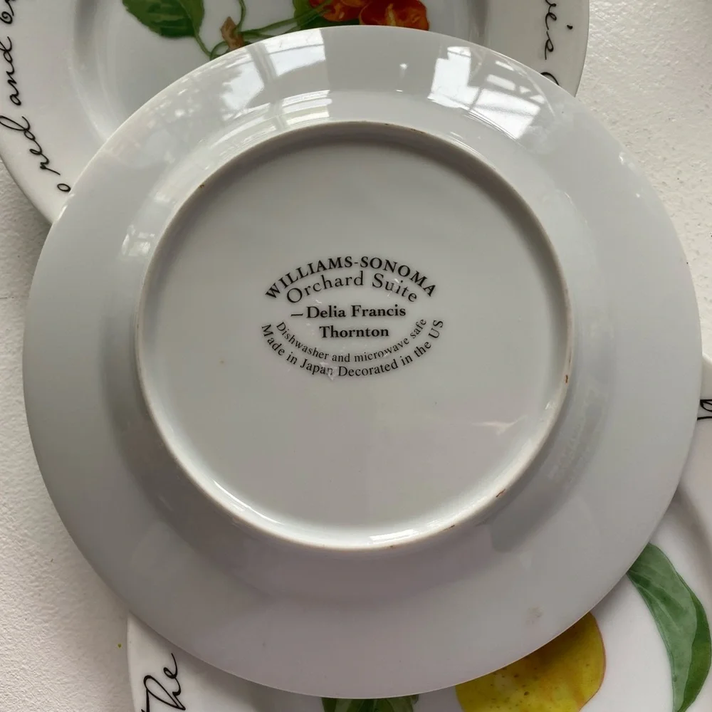 Williams Sonoma Fruit Accent Plates - Cherry, Plum, Pear